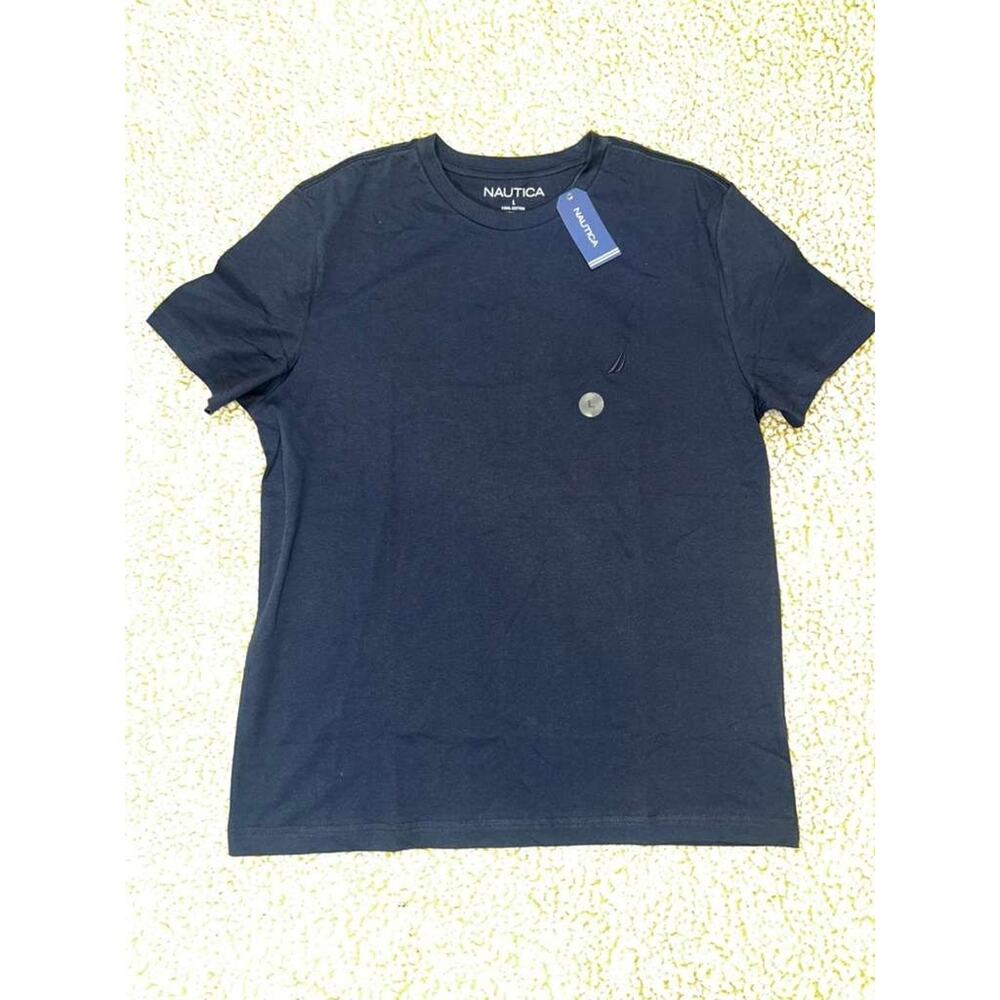 Nautica Men’s Classic Fit Crewneck T-Shirt Navy Blue Size L 100% Cotton NWT